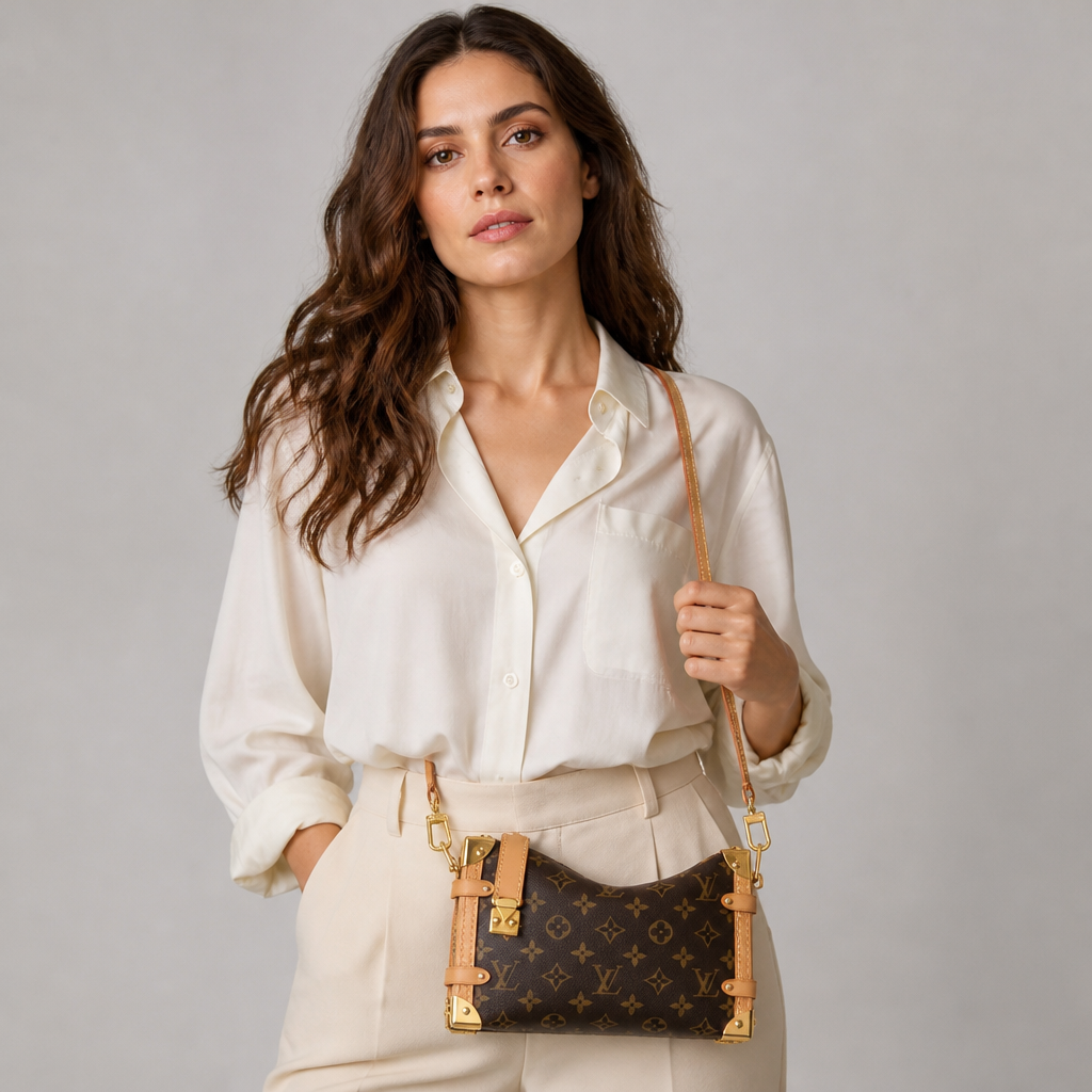 Asymmetric Lock-Detail Zip Shoulder Bag — view 4