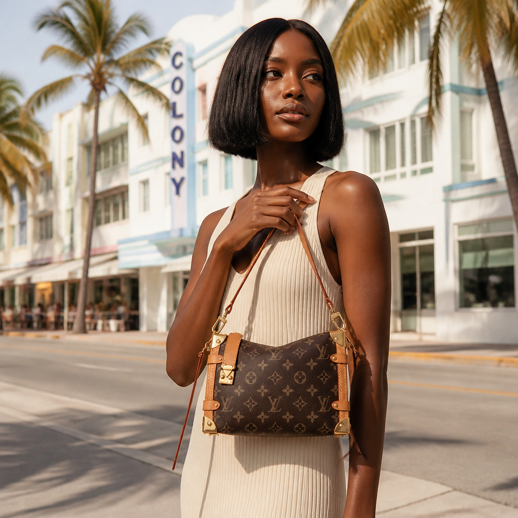 Asymmetric Lock-Detail Zip Shoulder Bag — view 7
