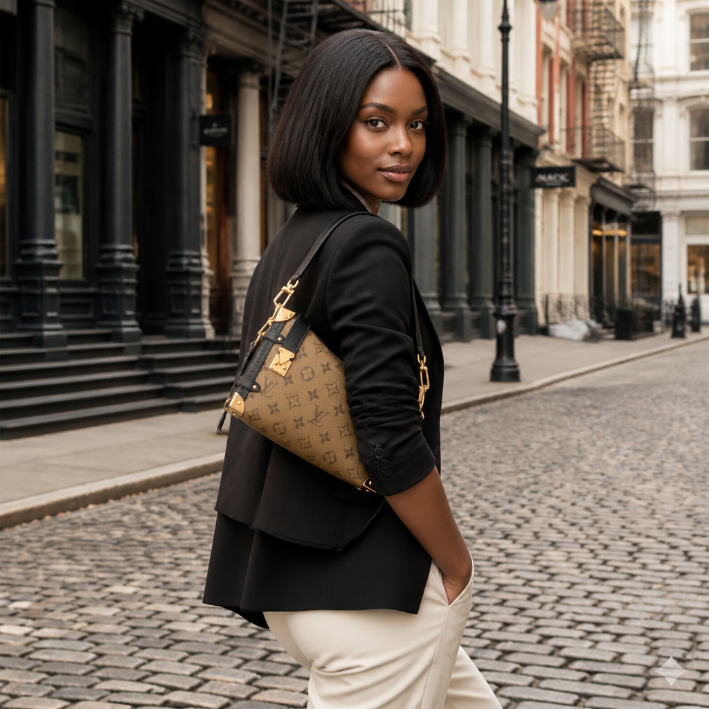 Asymmetric Lock-Detail Zip Shoulder Bag — view 5
