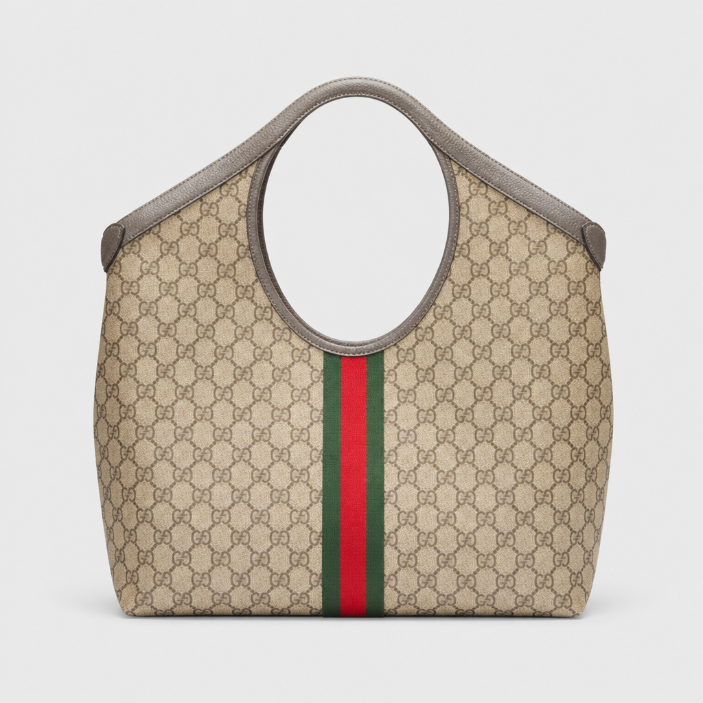 Geometric Checker Tote Bag — Green/Gray — straight-on exterior