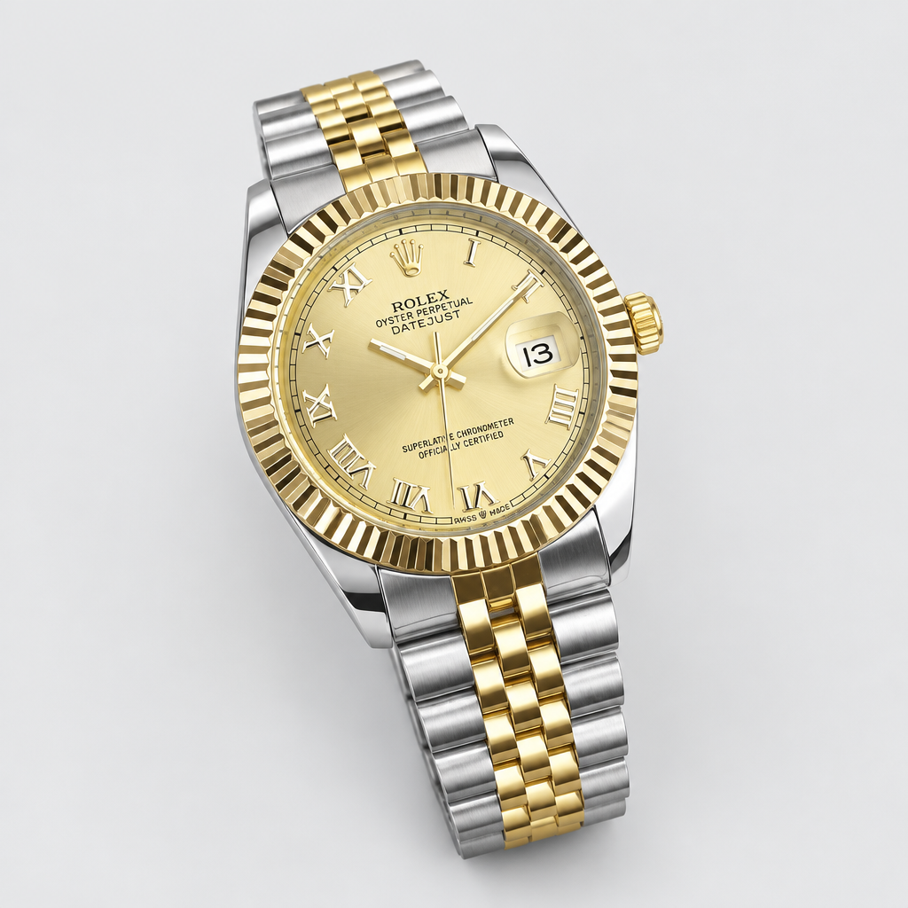 Fluted-Bezel Roman-Marker Bracelet Watch — view 3