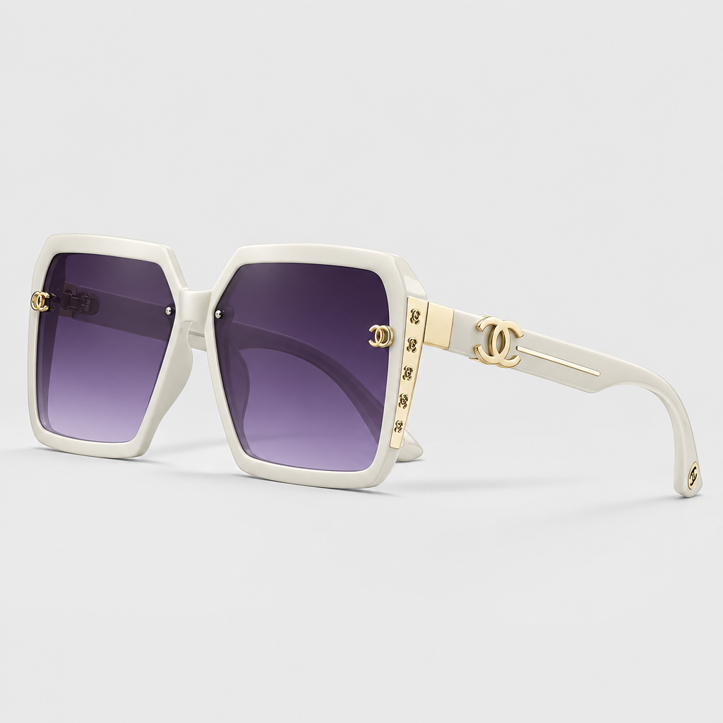 Gold-Hinge Square Sunglasses — view 3