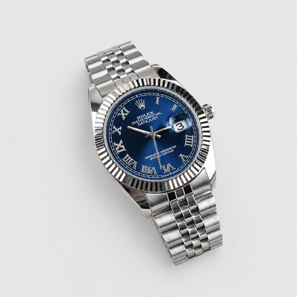 Fluted-Bezel Roman-Marker Bracelet Watch — view 10