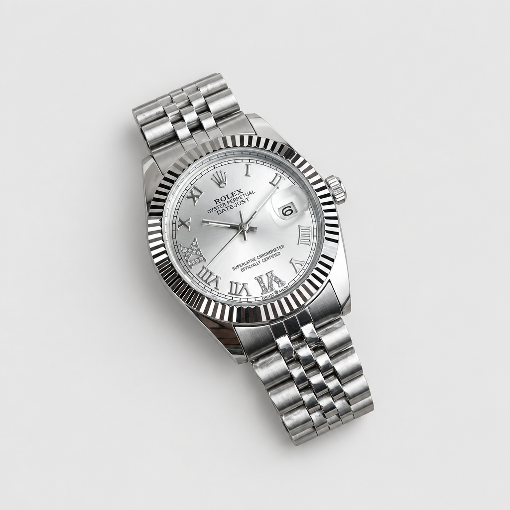 Fluted-Bezel Roman-Marker Bracelet Watch — view 11