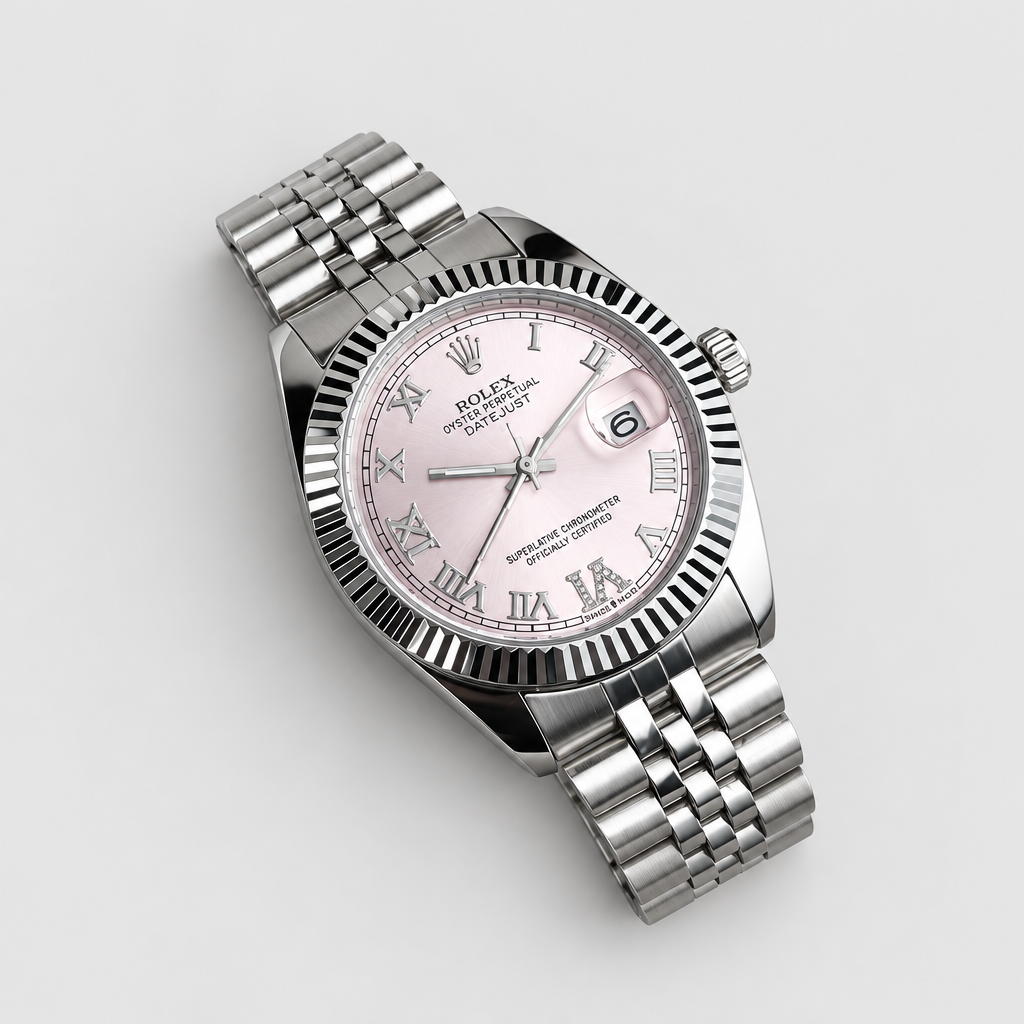 Fluted-Bezel Roman-Marker Bracelet Watch — view 12