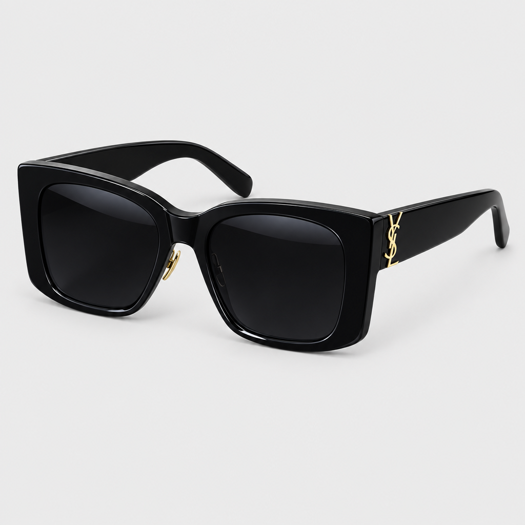 Oversized Black Rectangle Sunglasses — view 1
