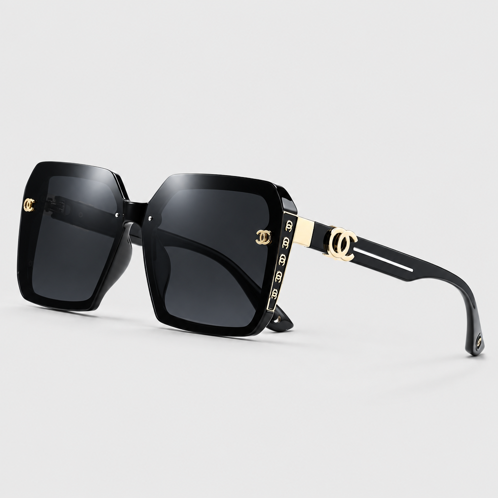 Gold-Hinge Square Sunglasses — view 9
