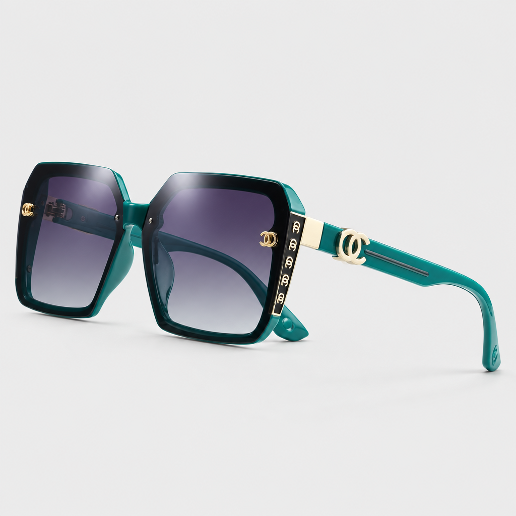 Gold-Hinge Square Sunglasses — view 10