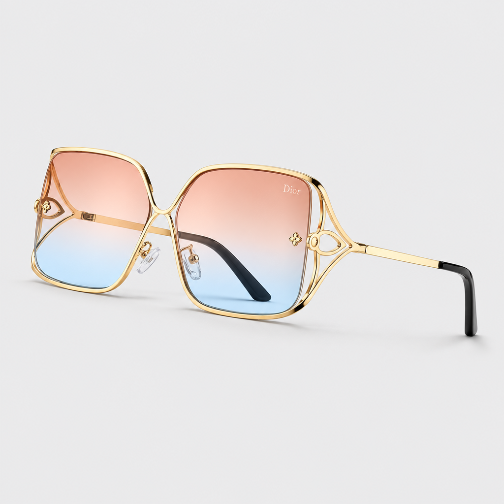 Unisex Square Metal Gradient Sunglasses — view 7