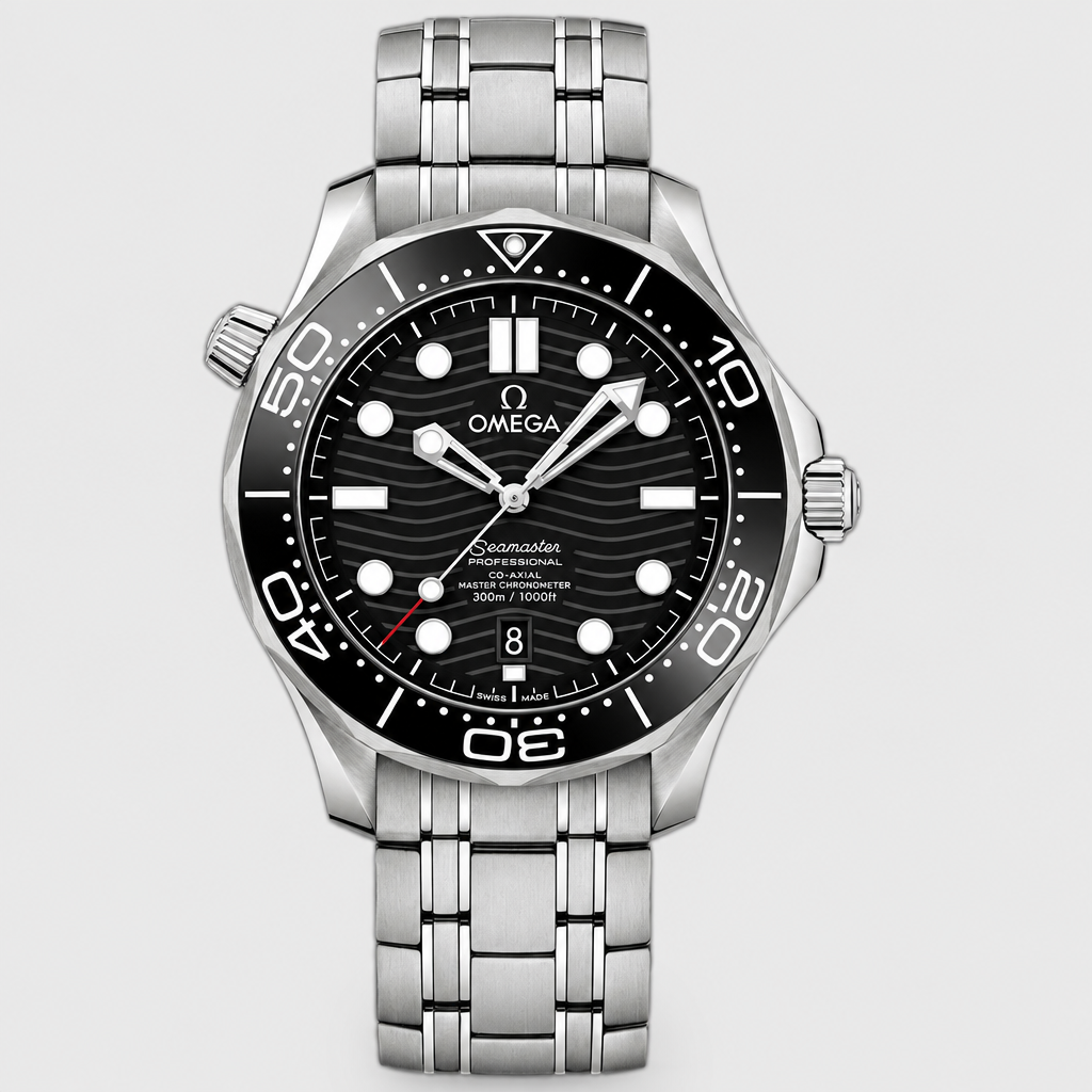 Wave-Pattern Round Bezel Watch — view 1
