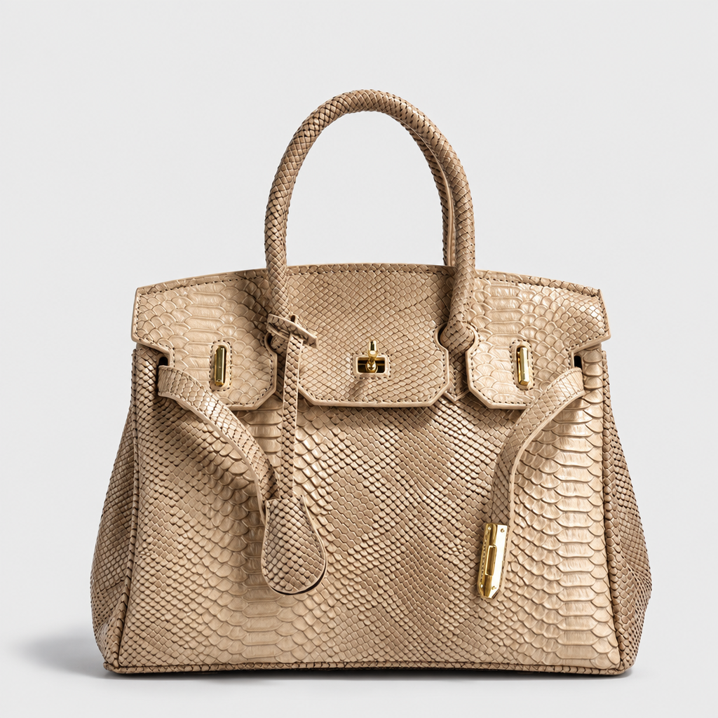 Python-Embossed Top-Handle Satchel Bag — view 11