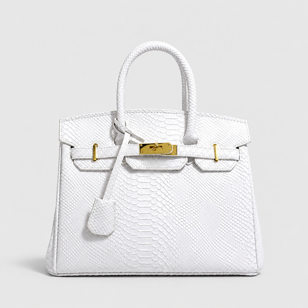 Python-Embossed Top-Handle Satchel Bag — view 12