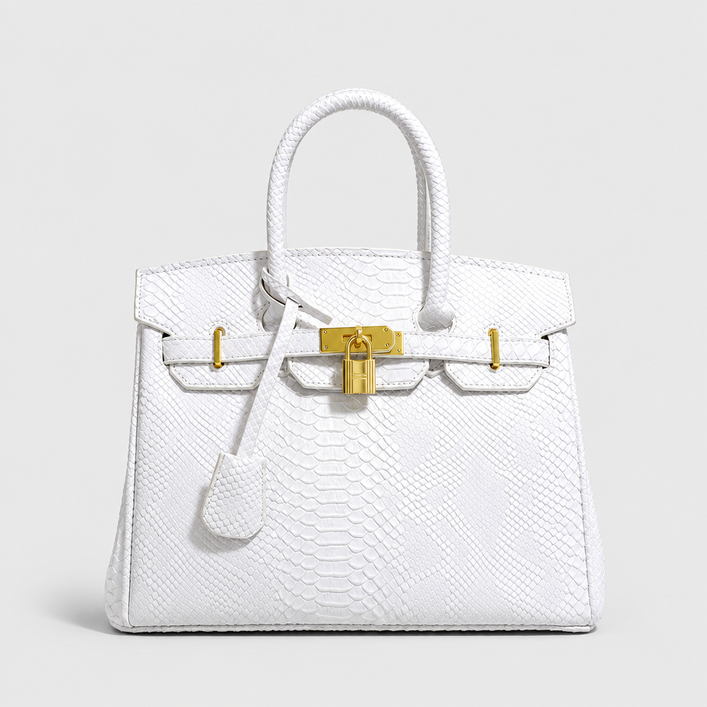 Python-Embossed Top-Handle Satchel Bag — view 13