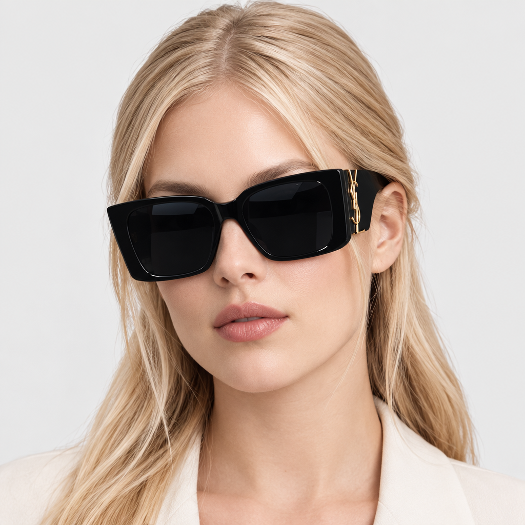 Oversized Black Rectangle Sunglasses — view 5