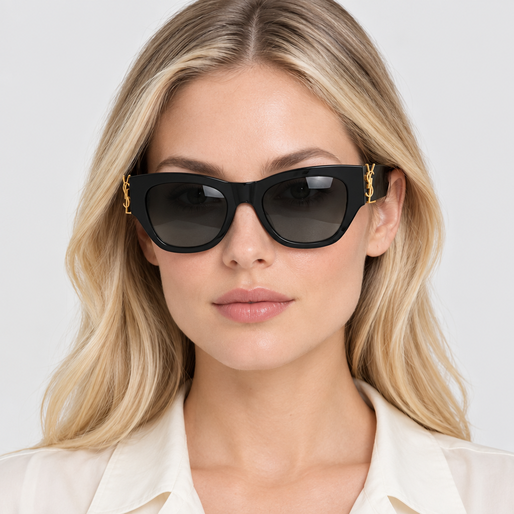 Gold-Logo Retro Cat-Eye Sunglasses — view 5