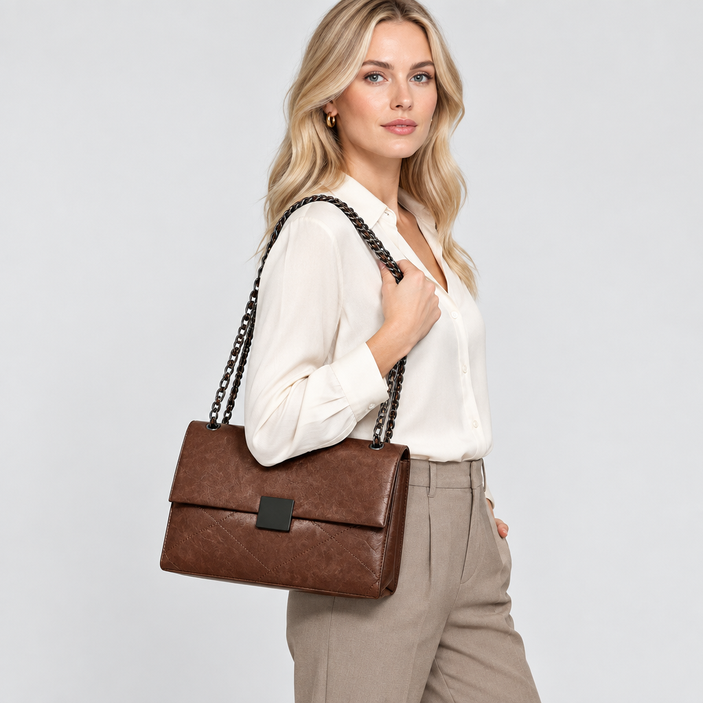 Structured Double-Chain Shoulder Bag — view 6