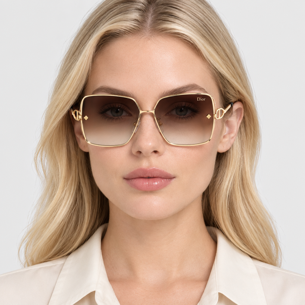 Unisex Square Metal Gradient Sunglasses — view 5