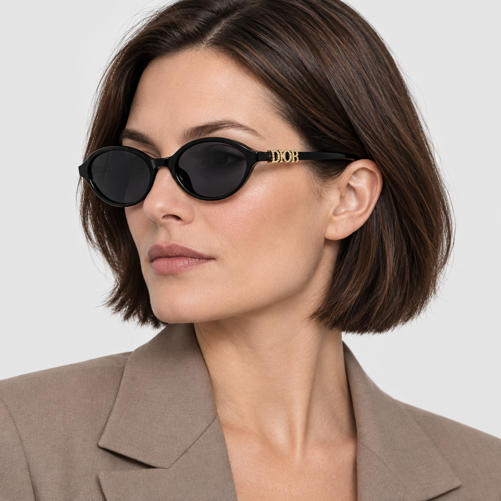 Letter-Temple Cat-Eye Sunglasses — view 6